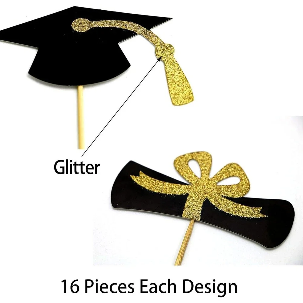 2026 Graduation Cupcake Toppers, 48 PCS Food/Appetizer Picks For